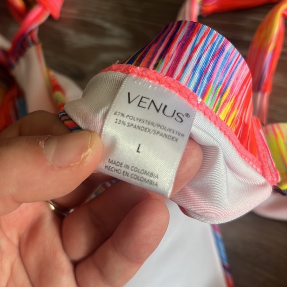 NWT Venus neon rainbow colored bikini swimsuit top M L - Picture 5 of 6